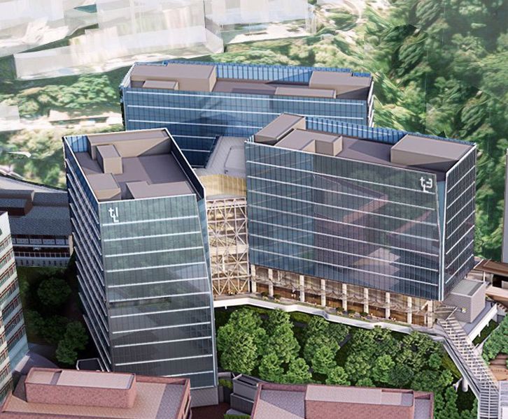 科創地標位於港大大學道本部校園，由三幢大樓組成，總面積逾四萬五千平方米。
